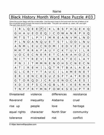 BHM Word Maze and Google Apps™ 03