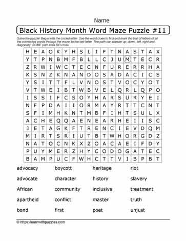 BHM Word Maze and Google Apps™ 11