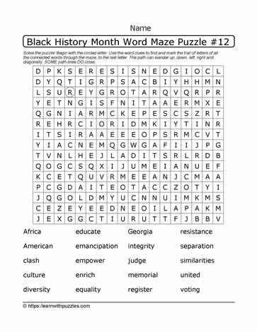 BHM Word Maze and Google Apps™ 12