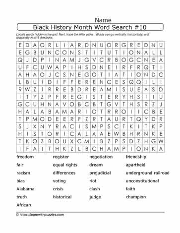 BHM Word Search Puzzle-10