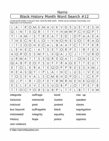 BHM Word Search Puzzle-12
