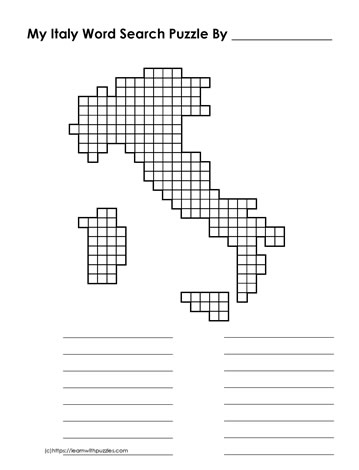 Word Search Template Italy