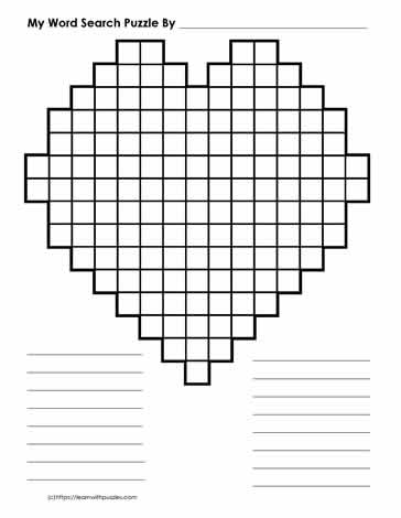 Word Search Template Valentine's 01