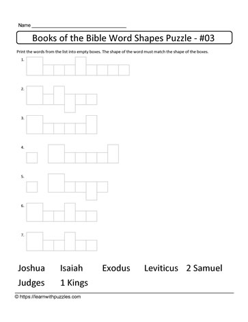 Word Shapes Puzzle-books of the Bible