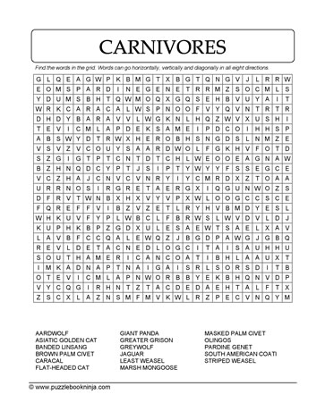 Carnivores WordSearch