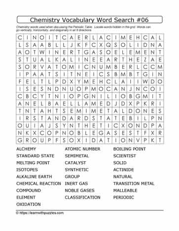 Chemistry Vocab Word Search #06