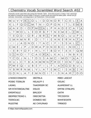 Chemistry Vocab Scrambled Word Search #02