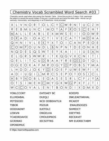 Chemistry Vocab Scrambled Word Search #03