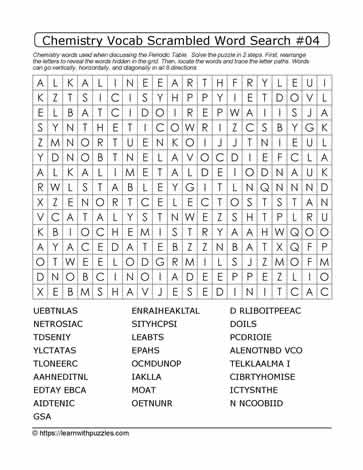 Chemistry Vocab Scrambled Word Search #04