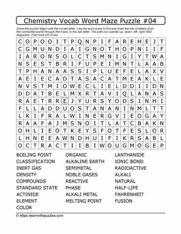 Chemistry Vocab Word Maze #04