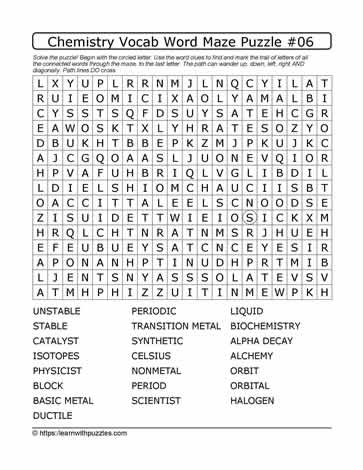 Chemistry Vocab Word Maze #06