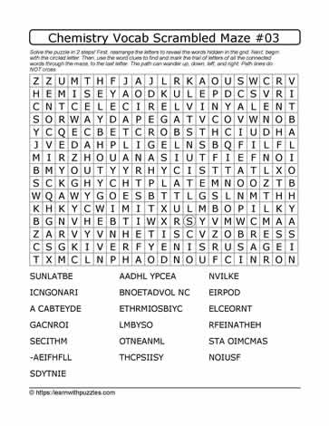 Chemistry Vocab Scrambled Word Maze #03