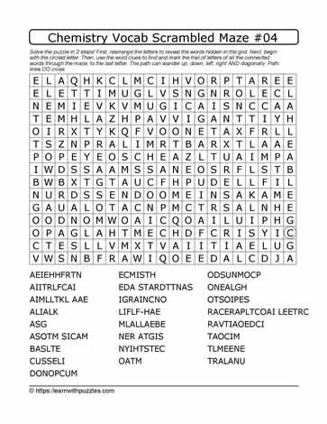 Chemistry Vocab Scrambled Word Maze #04