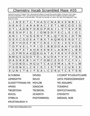 Chemistry Vocab Scrambled Word Maze #05