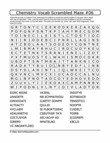 Chemistry Vocab Scrambled Word Maze #06