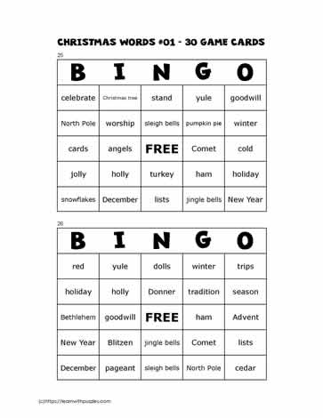 Christmas Bingo Game Cards 25-26
