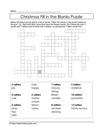 Christmas Freeform Crossword #09
