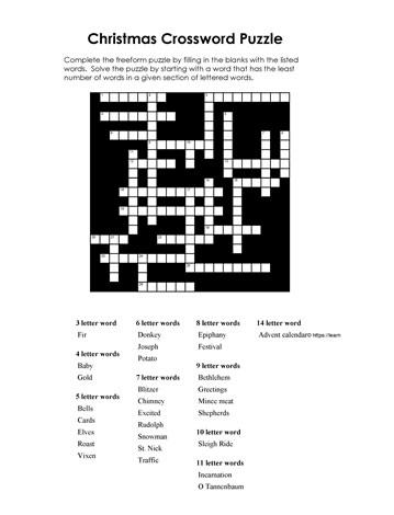Christmas Freeform Crossword #03