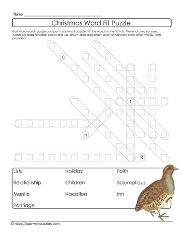 Christmas Word Fit Puzzle #15