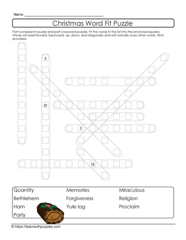 Christmas Word Fit Puzzle #35