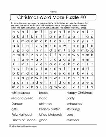 Christmas Word Maze #01