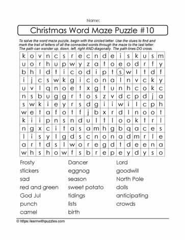 Christmas Word Maze #10