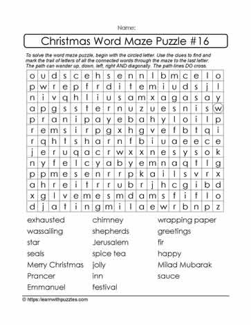 Christmas Word Maze #16