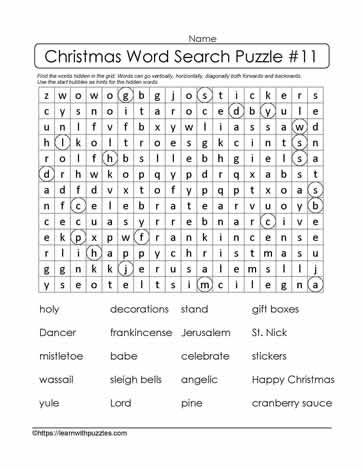 Christmas Word Search #11