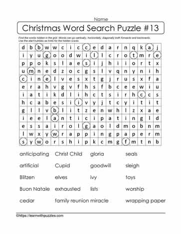 Christmas Word Search #13
