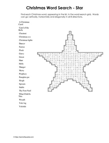 Christmas Wordsearch Star #02