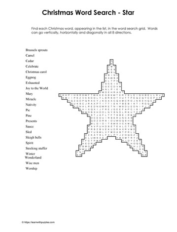 Christmas Wordsearch Star #04