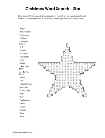Christmas Wordsearch Star #06