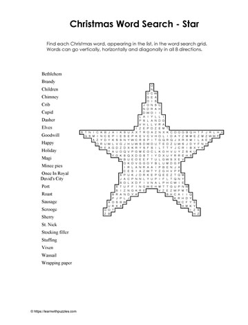 Christmas Wordsearch Star #07