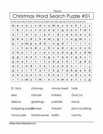 Christmas Word Search #01