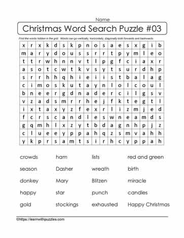 Christmas Word Search #03