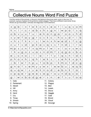 Collective Nouns Word Search 01