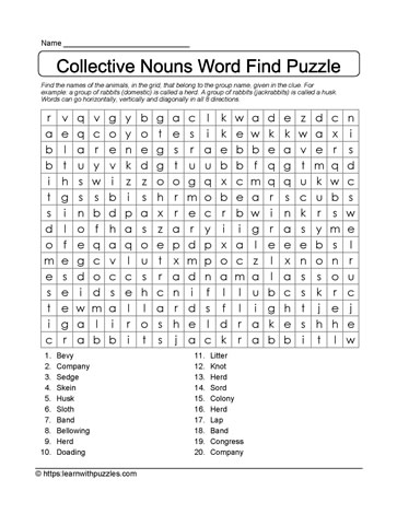 Collective Nouns Word Search 05