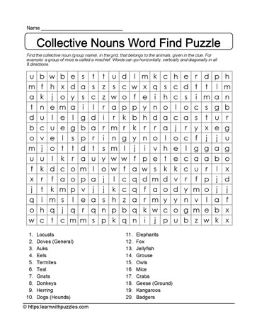 Collective Nouns Word Search 06