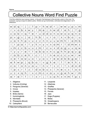 Collective Nouns Word Search 08
