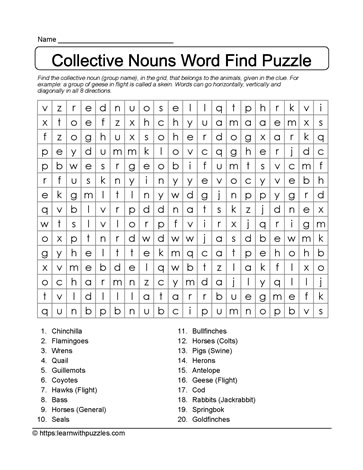 Collective Nouns Word Search 13