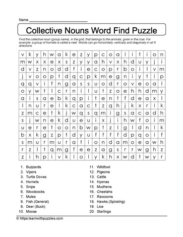 Collective Nouns Word Search 14