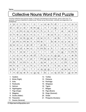 Collective Nouns Word Search 17