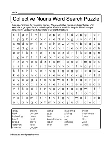 Collective Nouns Word Search 19