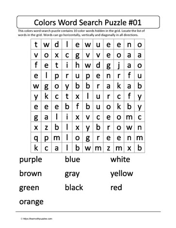 Color Words Word Search 1
