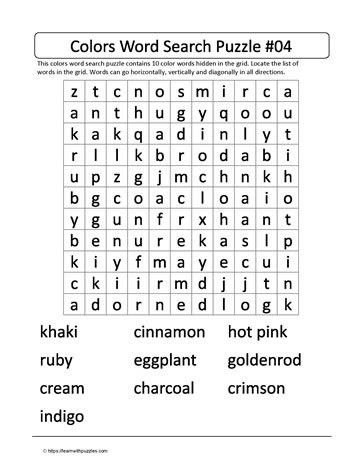 Color Words Word Search 4