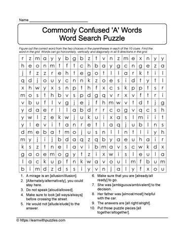 Commonly Confused Words Wordsearch 02