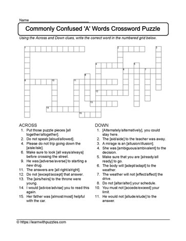 Freeform Crossword Puzzle