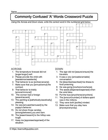 Commonly Confused Words Crossword 02