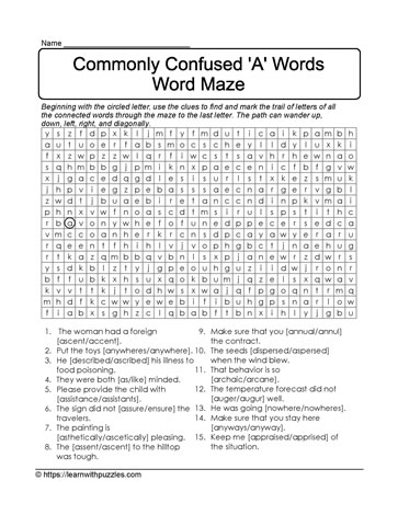 Commonly Confused Words Word Maze 02