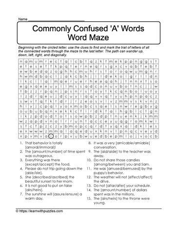Commonly Confused Words Word Maze 03